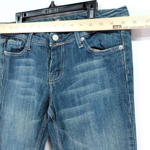 Seven 7 For All Mankind All Over Pink Stitching Jeans Womens Size 28X29 Bootcut - Picture 3 of 16